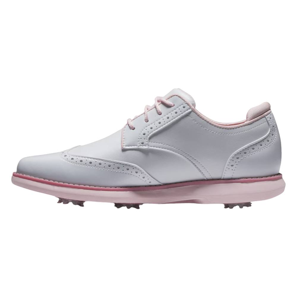 FootJoy Traditions Wing Tip Golf Shoes White/Pink - SS25 Women