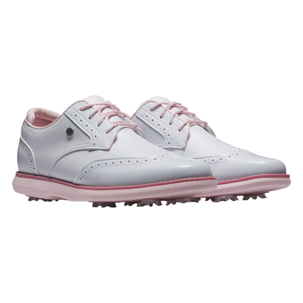 FootJoy Traditions Wing Tip Golf Shoes White/Pink - SS25 Women