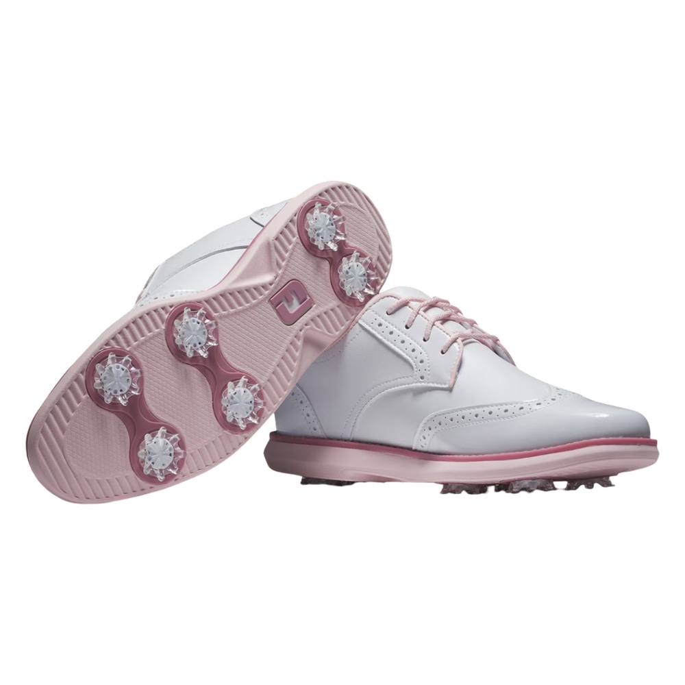 FootJoy Traditions Wing Tip Golf Shoes White/Pink - SS25 Women