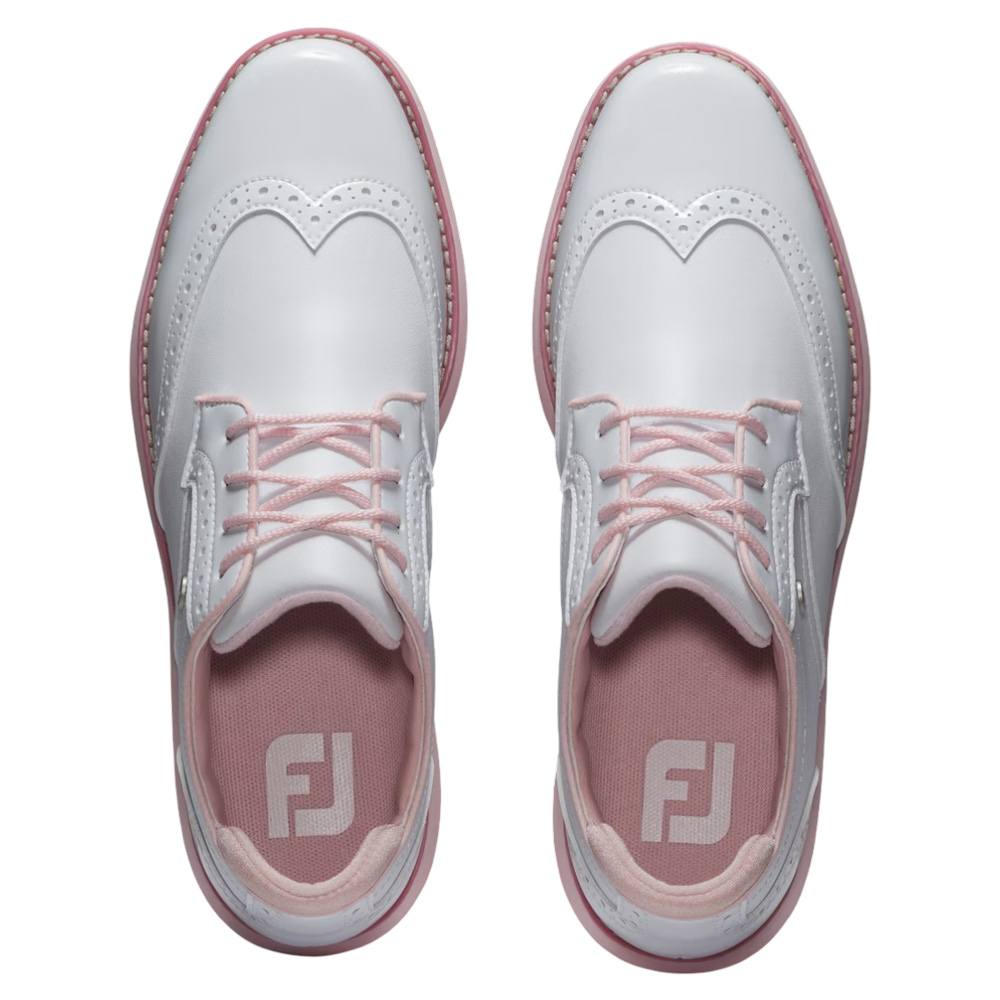 FootJoy Traditions Wing Tip Golf Shoes White/Pink - SS25 Women